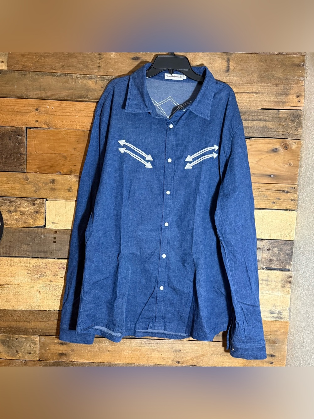 STRETCH DENIM STITCHED PERFORMANCE RODEO SHIRT 3X - Picture 1 of 6
